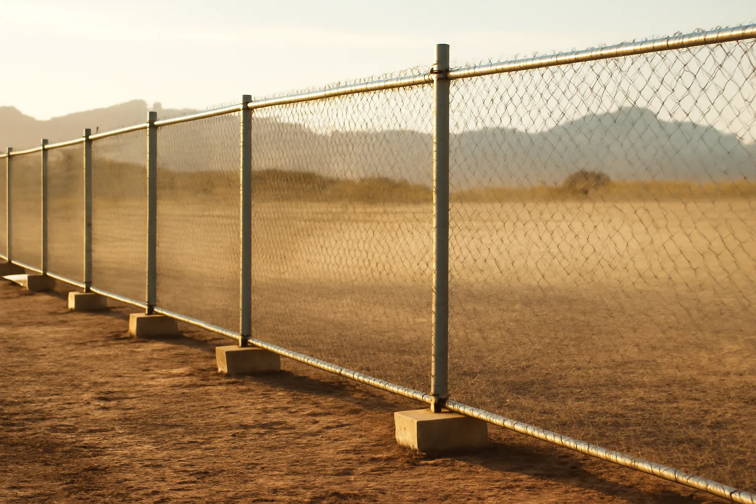 Chain-link temp fence panels on a Phoenix construction lot