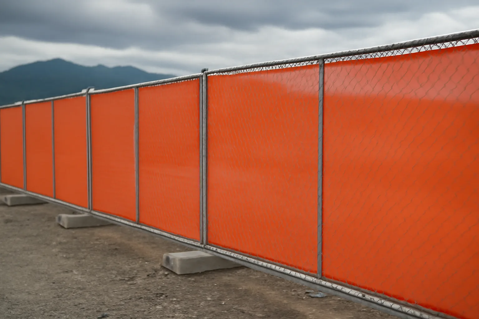Temporary fence panels at a construction site in Alaska.